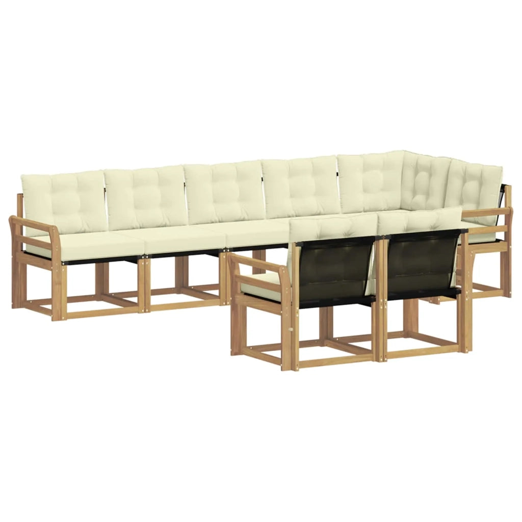 Set di divani da esterno con cuscino 8 pcs Bianco e Crema 3389596