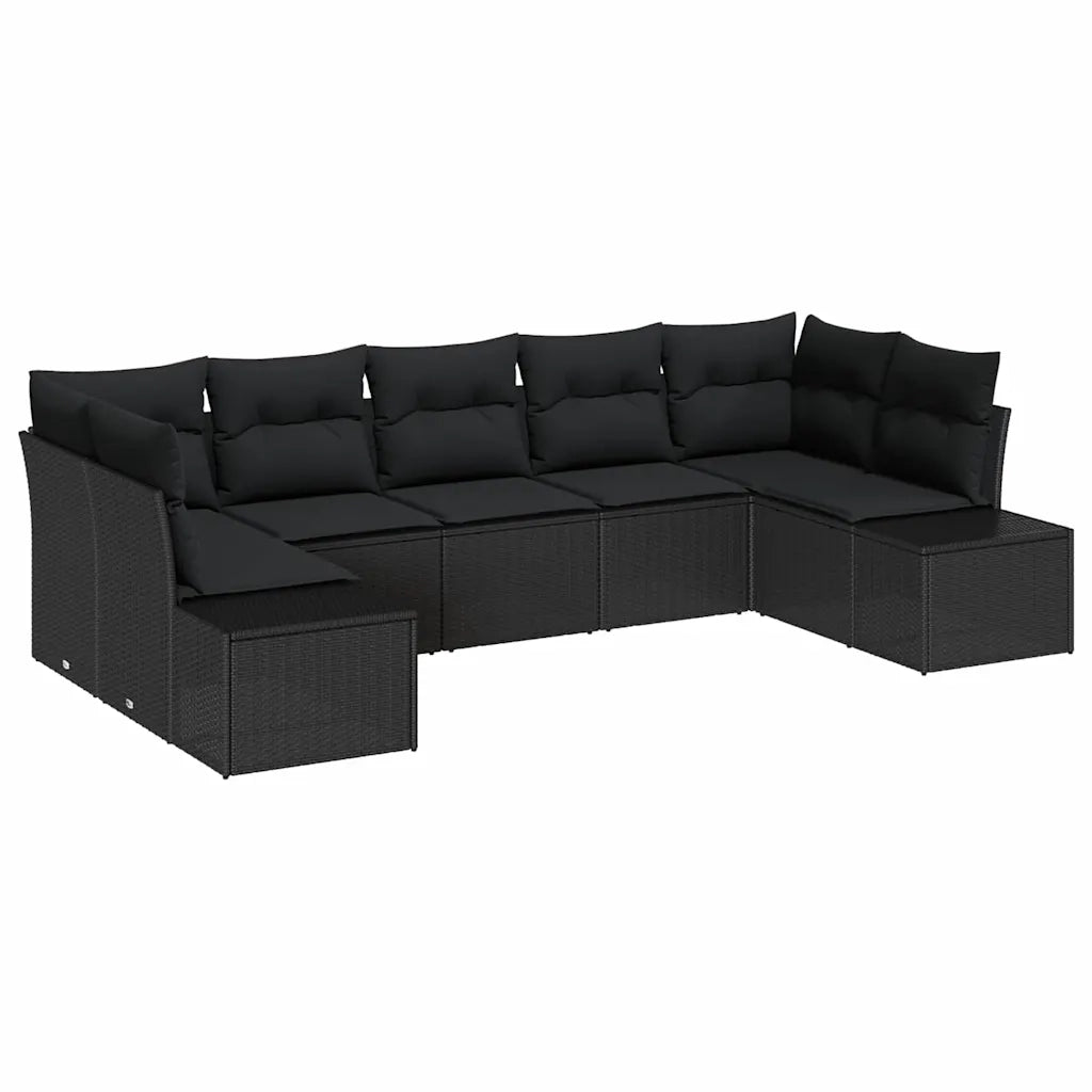 Set Divano da Giardino con archiviazione 7 pcs Nero Poly Rattan 3355882