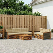 Set di divani da esterno con cuscino 6 pcs Naturale e Beige 3383021