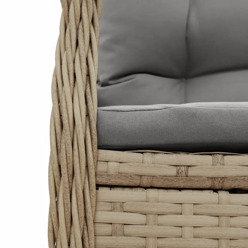 Set da Pranzo da Giardino 7 pz con Cuscini Beige in Polyrattan