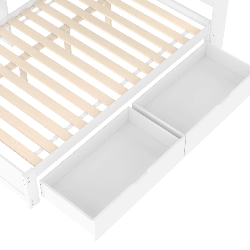 LETTO Sofà letto 140x200 cm Bianco con 2 cassetti, prese e 2 porte USB