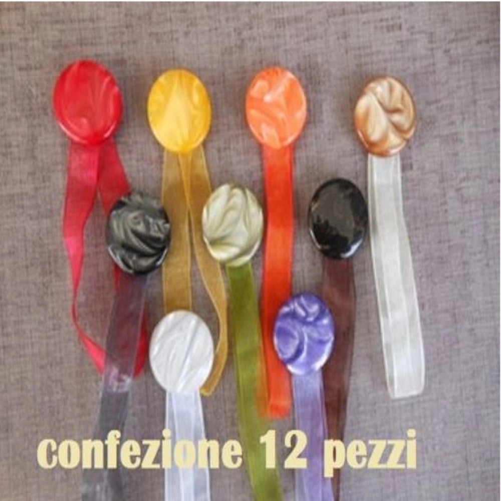 Trade Shop - Set 12 Calamite Legatenda Ferma Tende Colorate Tonde Diametro 4cm -