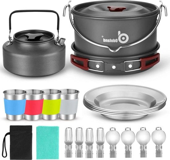 Set da cucina da campeggio 22 pezzi con zaino portatile