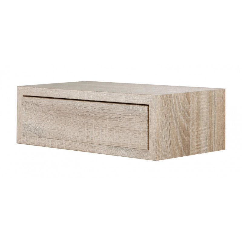 Mensola da Muro con Cassetto, Comodino Sospeso, Mensola da Parete, Rovere Sagerau, 45x14,3 p23,7 cm - Legolo Maxi