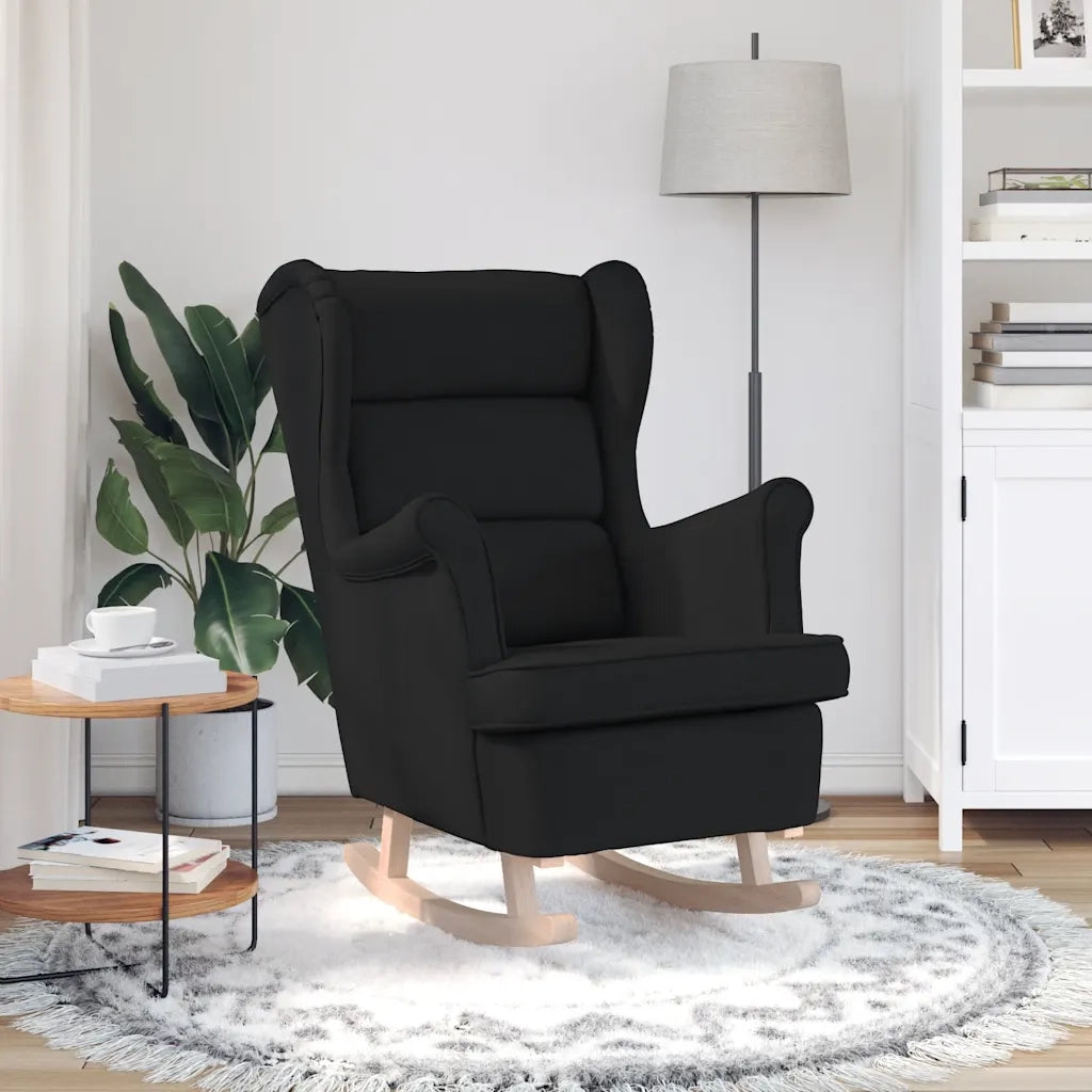 Poltrona | Sedia a Dondolo Nera 74x90x102 cm in Tessuto