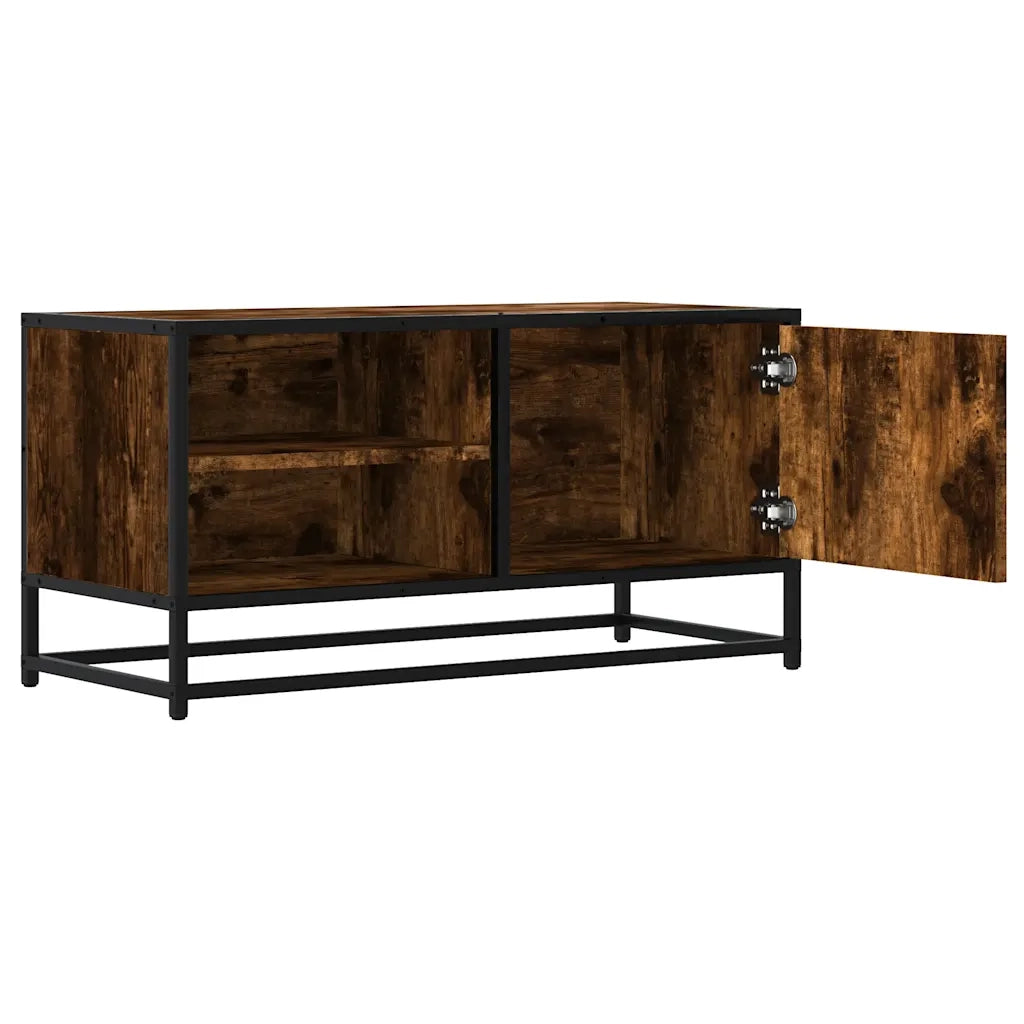 Mobile TV Rovere Fumo 80x34,5x40 cm Legno Multistrato e Metallo 848821