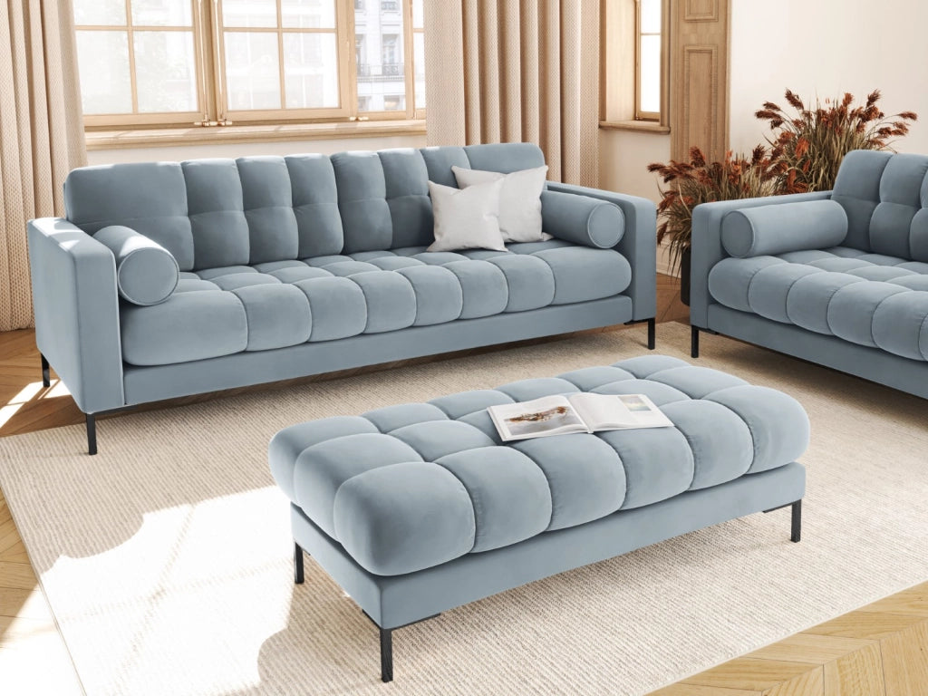 Cosmopolitan Design - Divano "Bali" 4 posti in velluto azzurro 