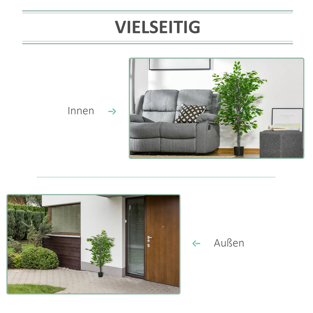 Pianta artificiale Ficus ¨C Xylo ¨C Verde, vaso cemento, 135 cm