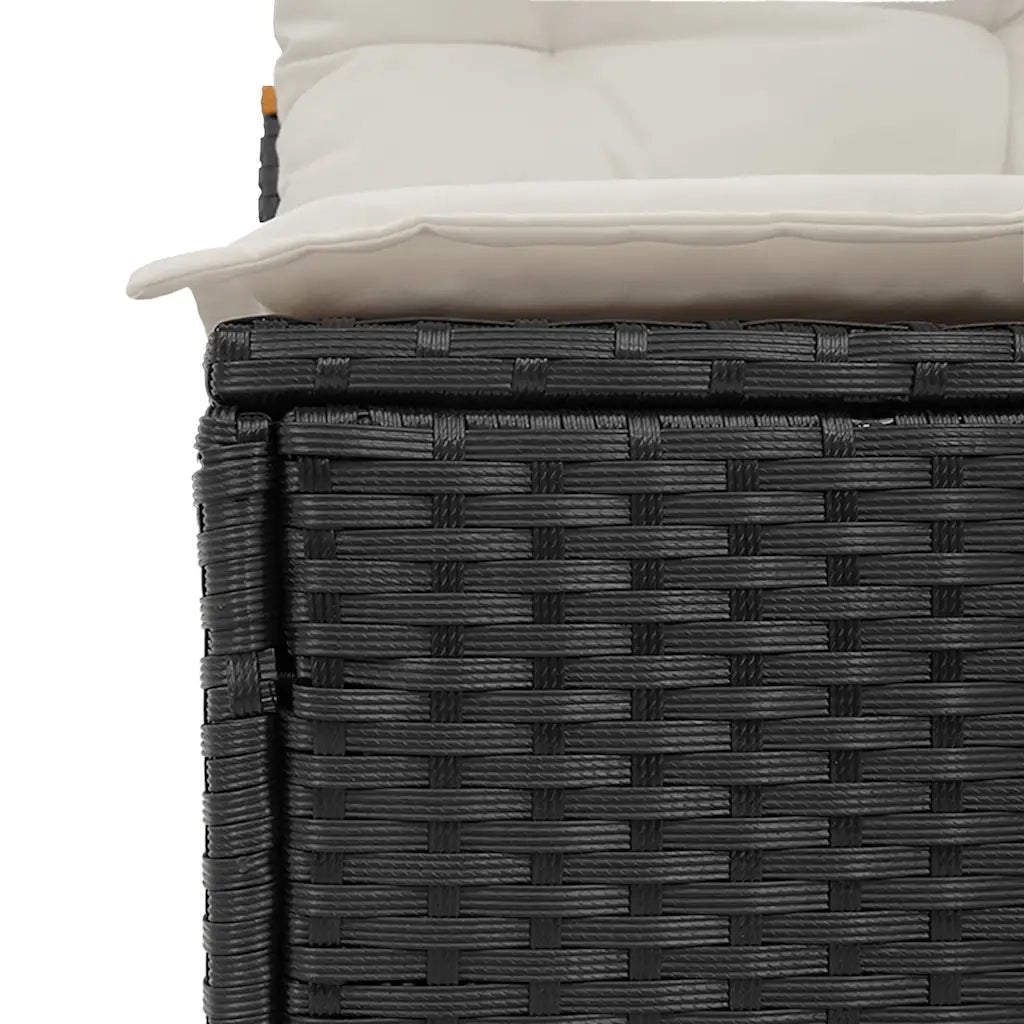 Divano Giardino Senza Braccioli con Cuscini 2pz-Sofa da Giardino-Divanetto da esterno Nero Polyrattan