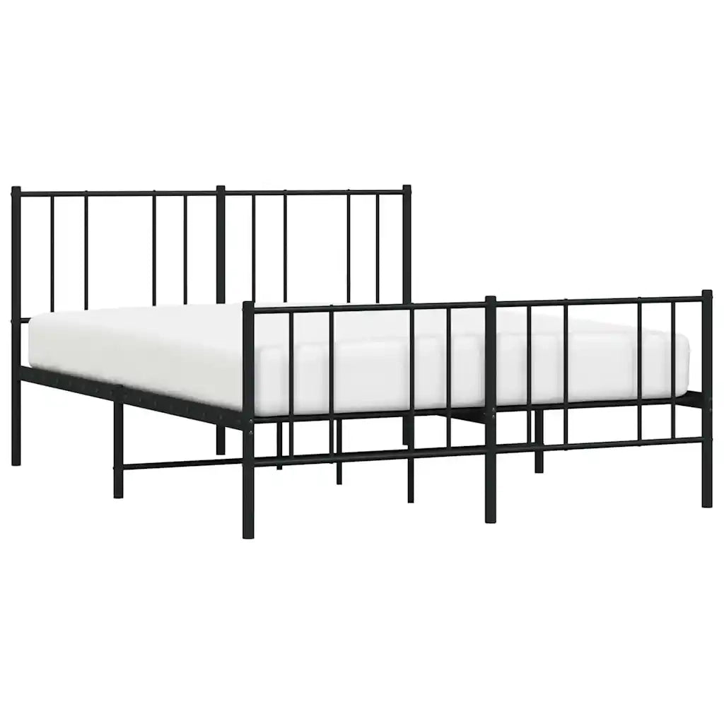 Letto matrimoniale | Letto per adulti | Giroletto con Testiera e Pediera Metallo Nero 150x200 cm