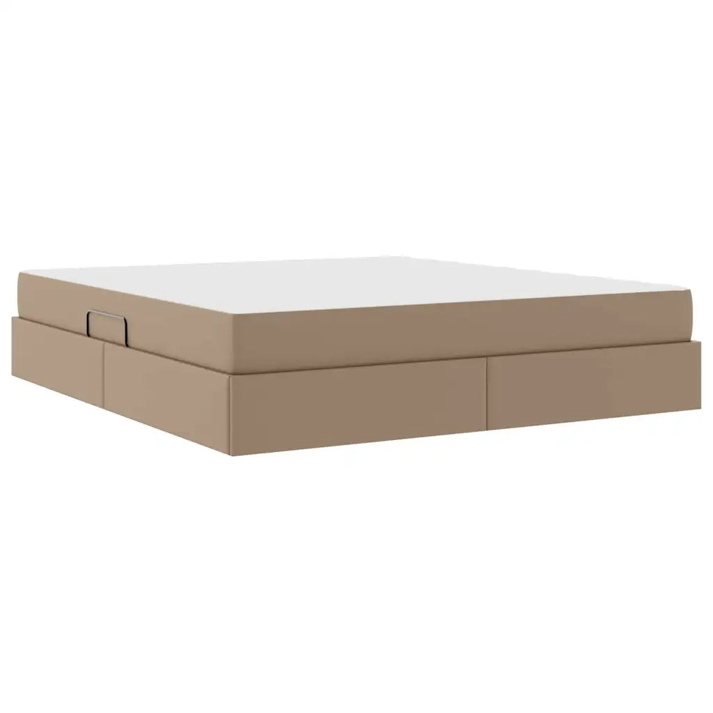 Letto con contenitore e materasso 2 pcs Cappuccino Pelle 3399623