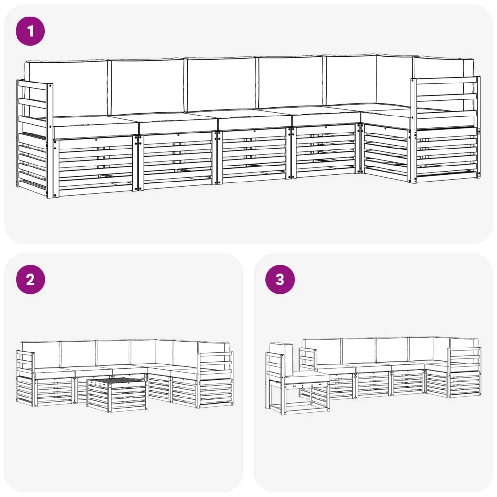 Set di divani da esterno 6 pcs Bianco e Beige 3391898