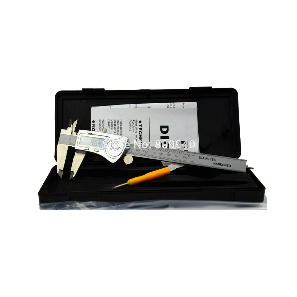Trade Shop - Calibro Digitale A Corsoio Display Lcd 150mm In Acciaio Con Custodia Rigida -