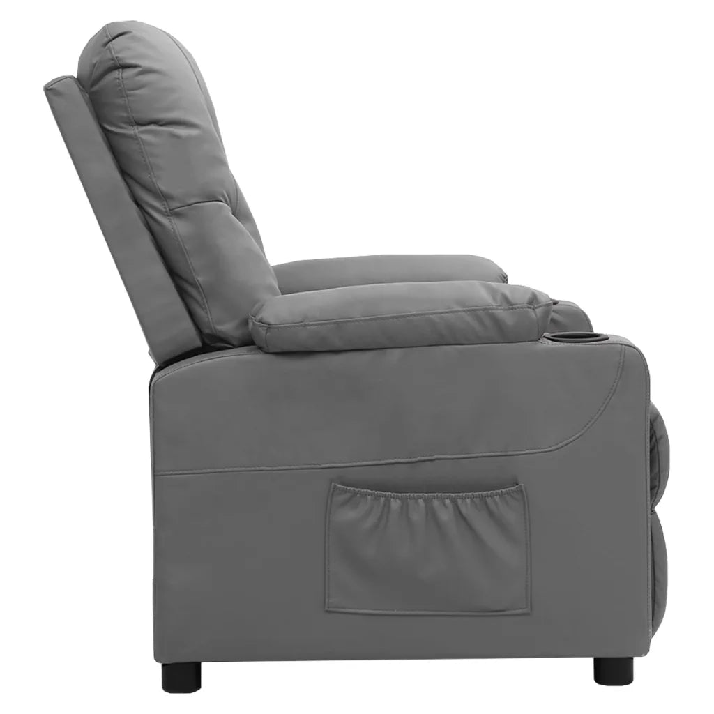 Poltrona | Sedia Relax Reclinabile Grigia in Similpelle