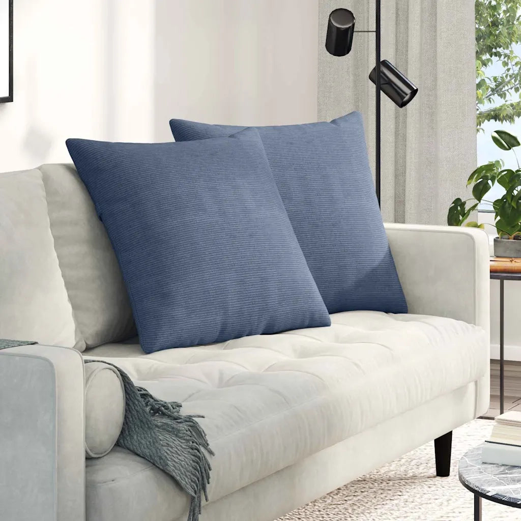 Cuscini da Divano 2 pz | Cuscini per sedie Blu 80 x 80 cm Tessuto in Cords