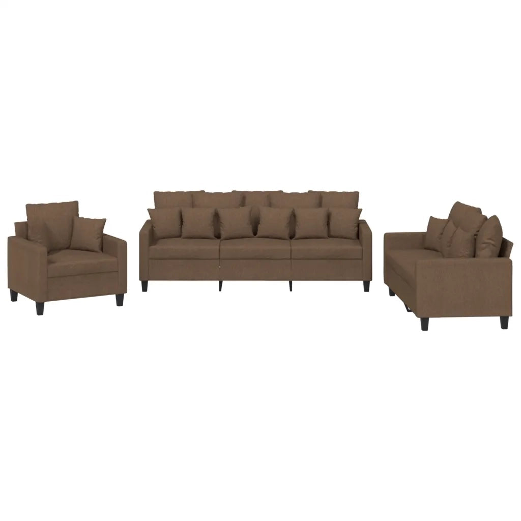 Set di Divani 3 pz con Cuscini Marrone in Tessuto 3201635