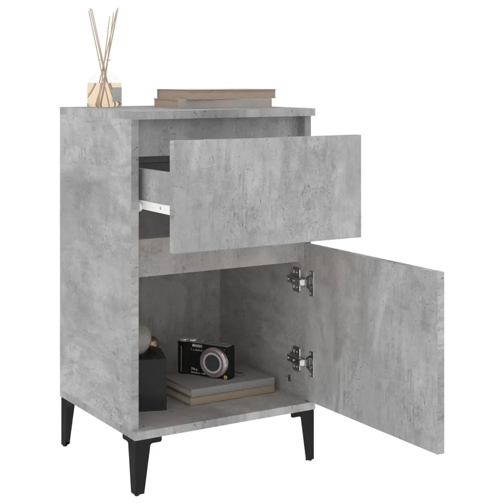 Comodino | Armadio da Notte | Mobiletto da notte Grigio Cemento 40x35x70 cm