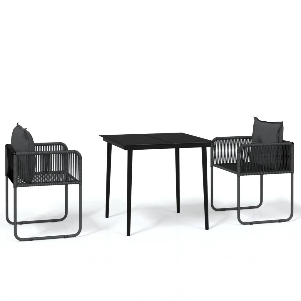 Set da Pranzo da Giardino 3 pz Nero 3099083