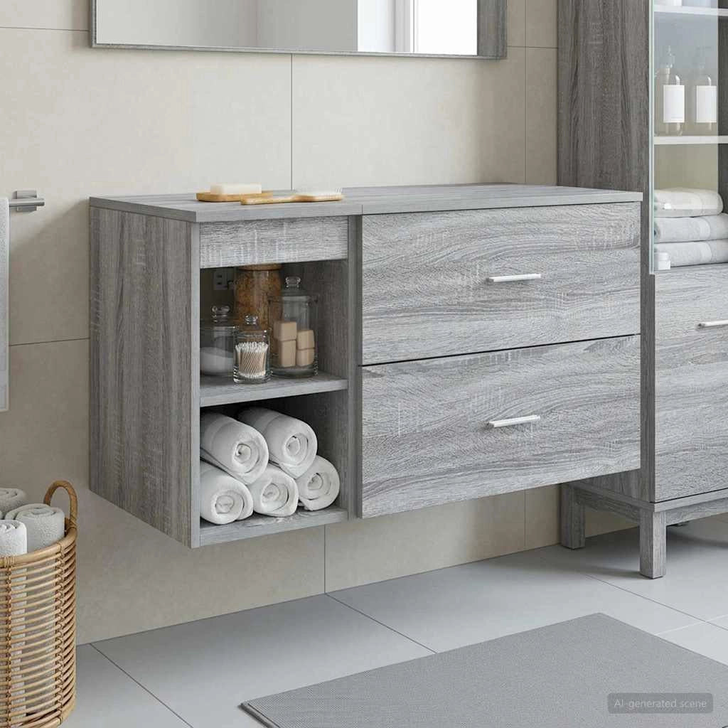 Set di mobili per il bagno 2 pz Sonoma grigio 3403941