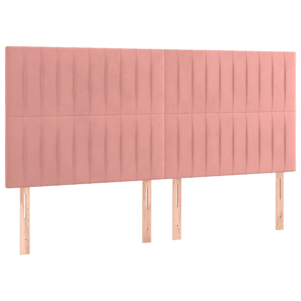Letto a Molle con Materasso e LED Rosa 160x200 cm in Velluto 3136256