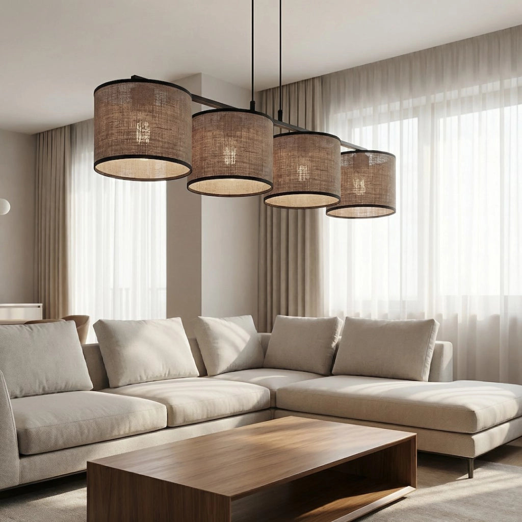 Lampada a sospensione ECO cilindrica 4xE27 grigio-nera Emibig