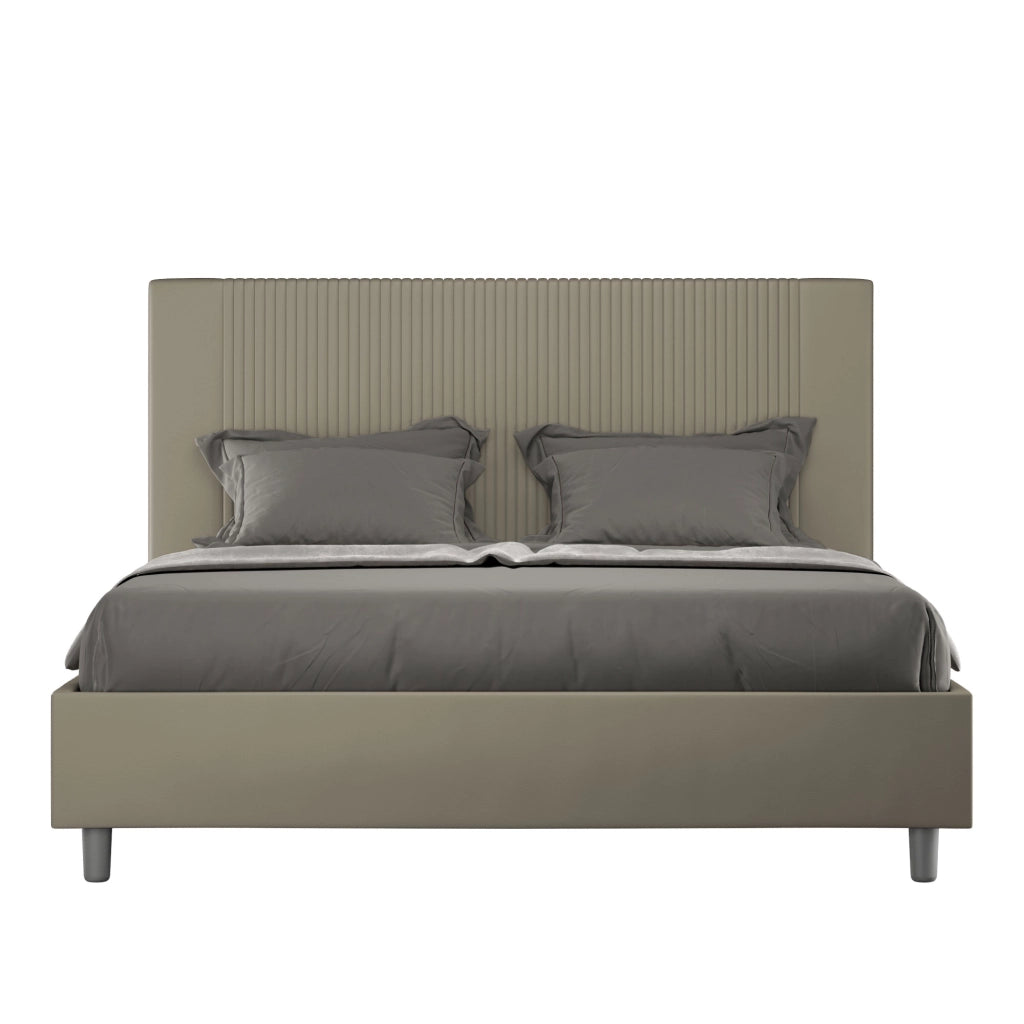 BS COM Letto matrimoniale contenitore imbottito 160x210 similpelle cappuccino