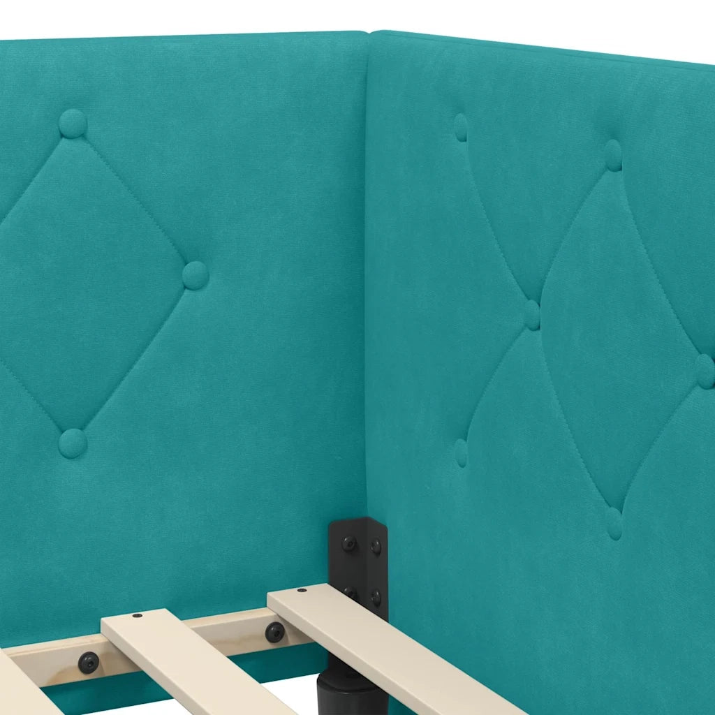 Cornice del letto ad angolo Turchese 100 x 200 cm Velluto 3394100