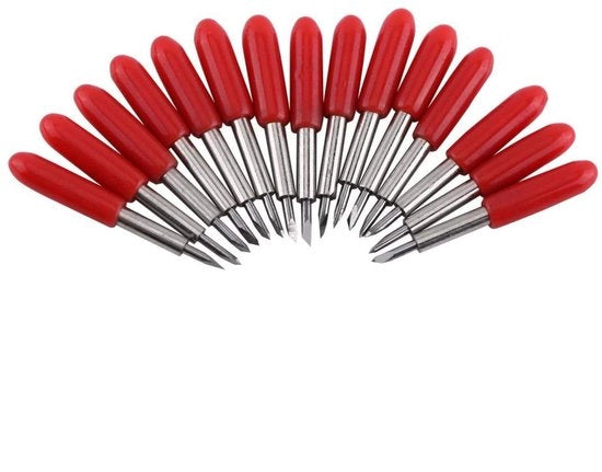 Lame per taglio 15 pezzi - Lame sostitutive - Taglierini per vinile - Alta durezza - Resistente allo sfregamento - Protette con doppiere rosse - Lame per taglio