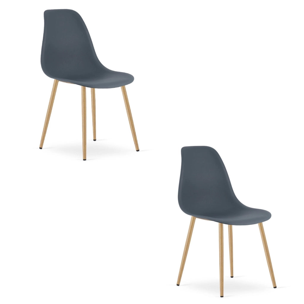 Set di 2 sedie WAT scandinave grigio ardesia e legno