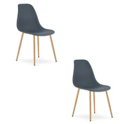 Set di 2 sedie WAT scandinave grigio ardesia e legno