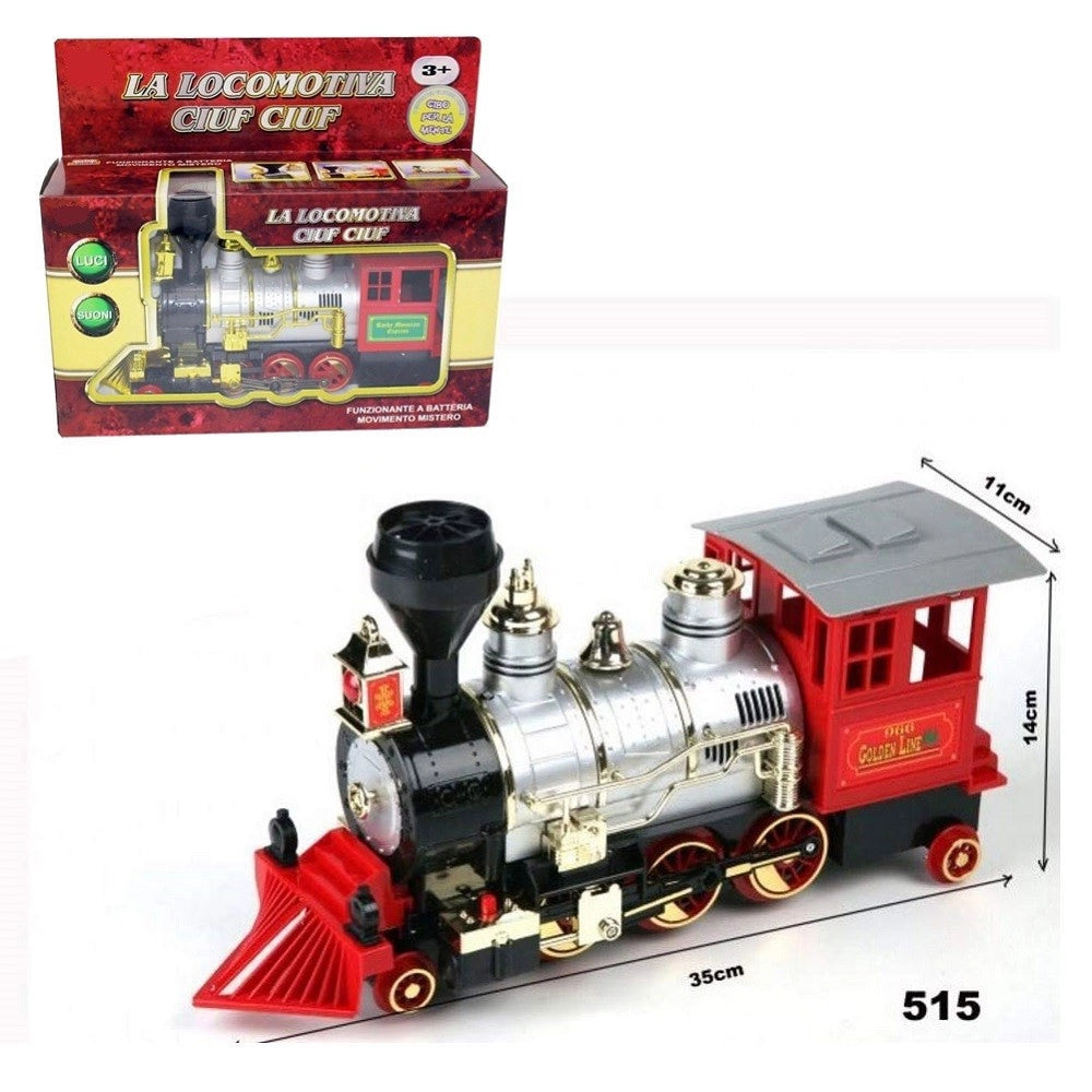 Trade Shop - Treno Trenino Locomotiva Retrò Stile Western Ciuf Ciuf Luci E Suoni 25x40x15cm -