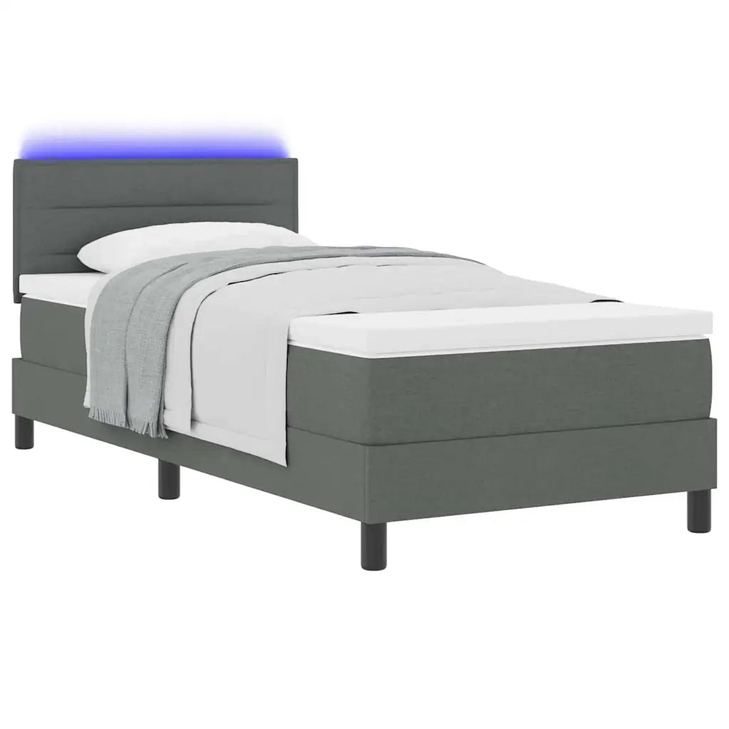 Letto a molle con materasso Grigio scuro 90 x 200 cm Tessuto