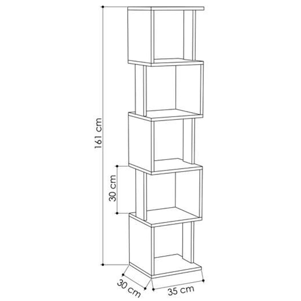 Libreria Design Moderna Scaffale Modulare 5 Ripiani 161x35x30cm Ufficio Oak Grey
