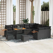 Set Divano da Giardino con cuscino 12 pcs Nero