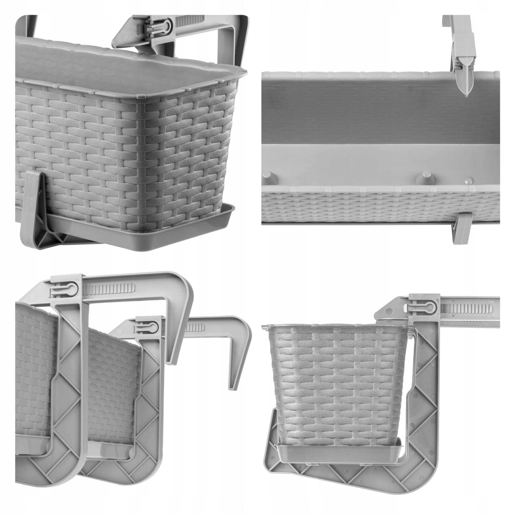 KADAX Fioriera da balcone 60 cm, supporto per vaso, manici (3 pezzi)
