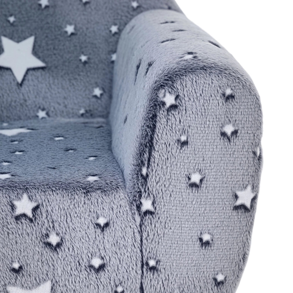 Divano bambini stelle luminose ¨C Minimal ¨C velluto grigio 55x40x55 cm