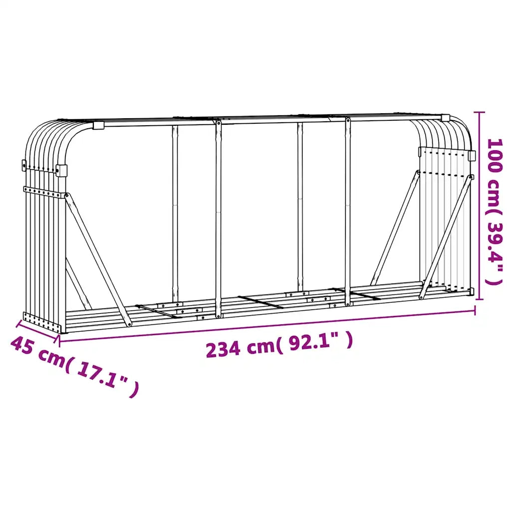 Portaceppi Argento 234x45x100 cm in Acciaio Zincato CFW7170581