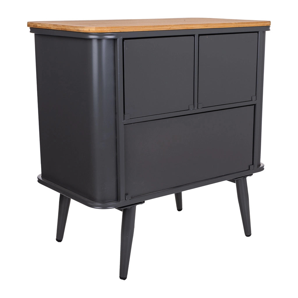 Comodino in metallo nero e legno 58x33x60h