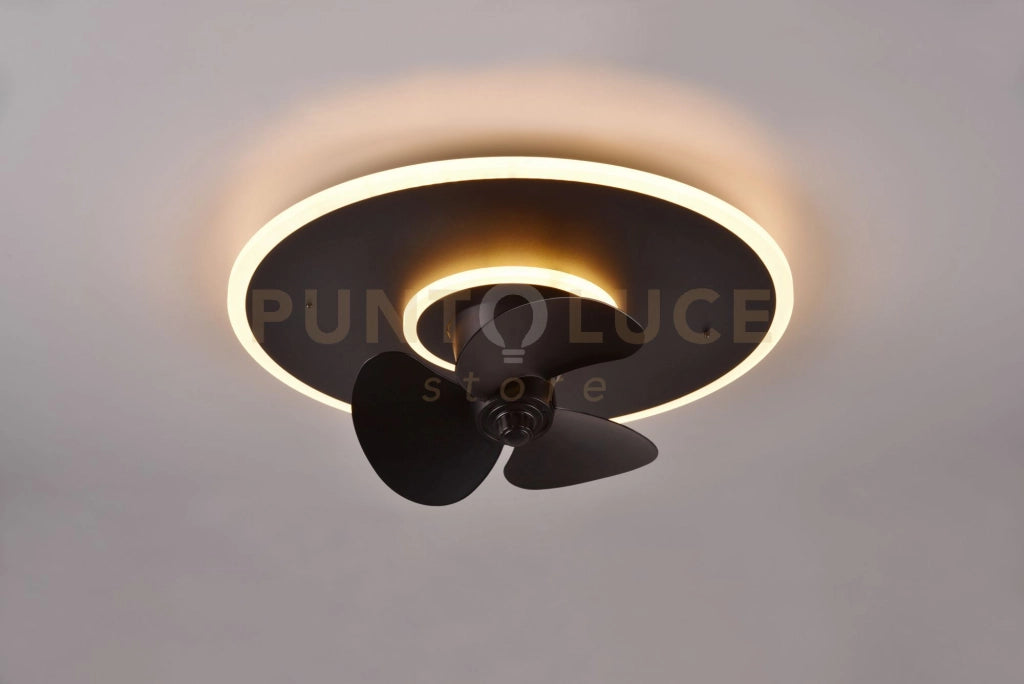 NYBRO PLAFONIERA LED  30W 3500lm, 2700 - 6500K NERA CON VENTILATORE CON TELECOMANDO MULTIFUNZIONE D. 50CM DIMMERABILE