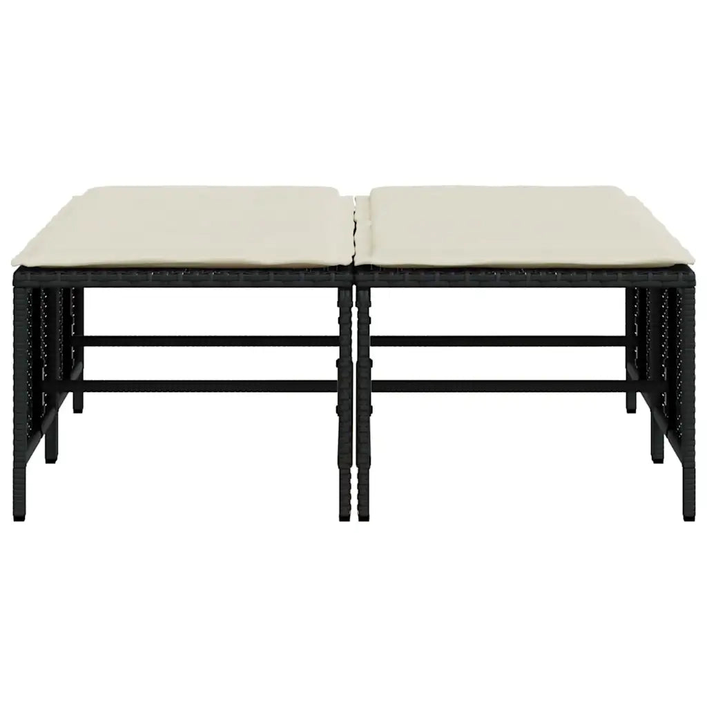 Sgabelli da Giardino con Cuscini 4 pz Neri in Polyrattan 368362