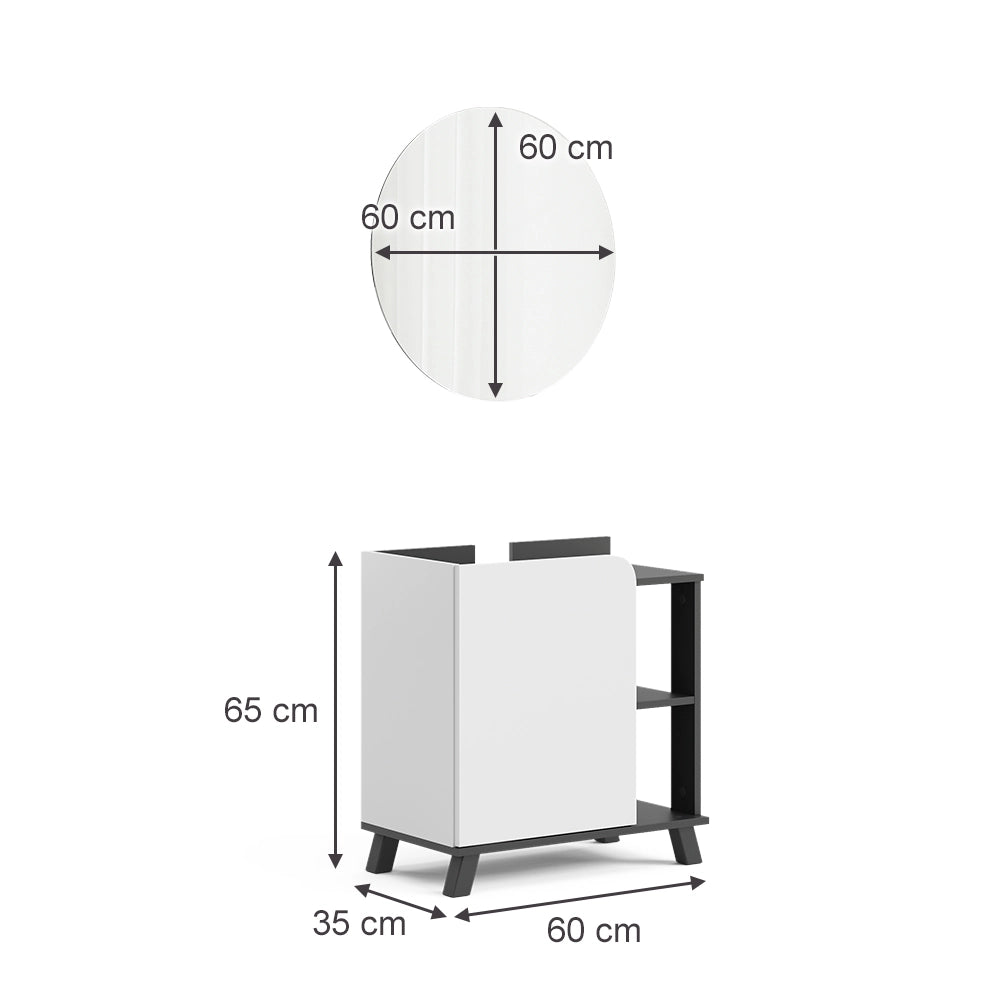 Vicco Set di mobili da bagno Antracite/bianco 2 parti
