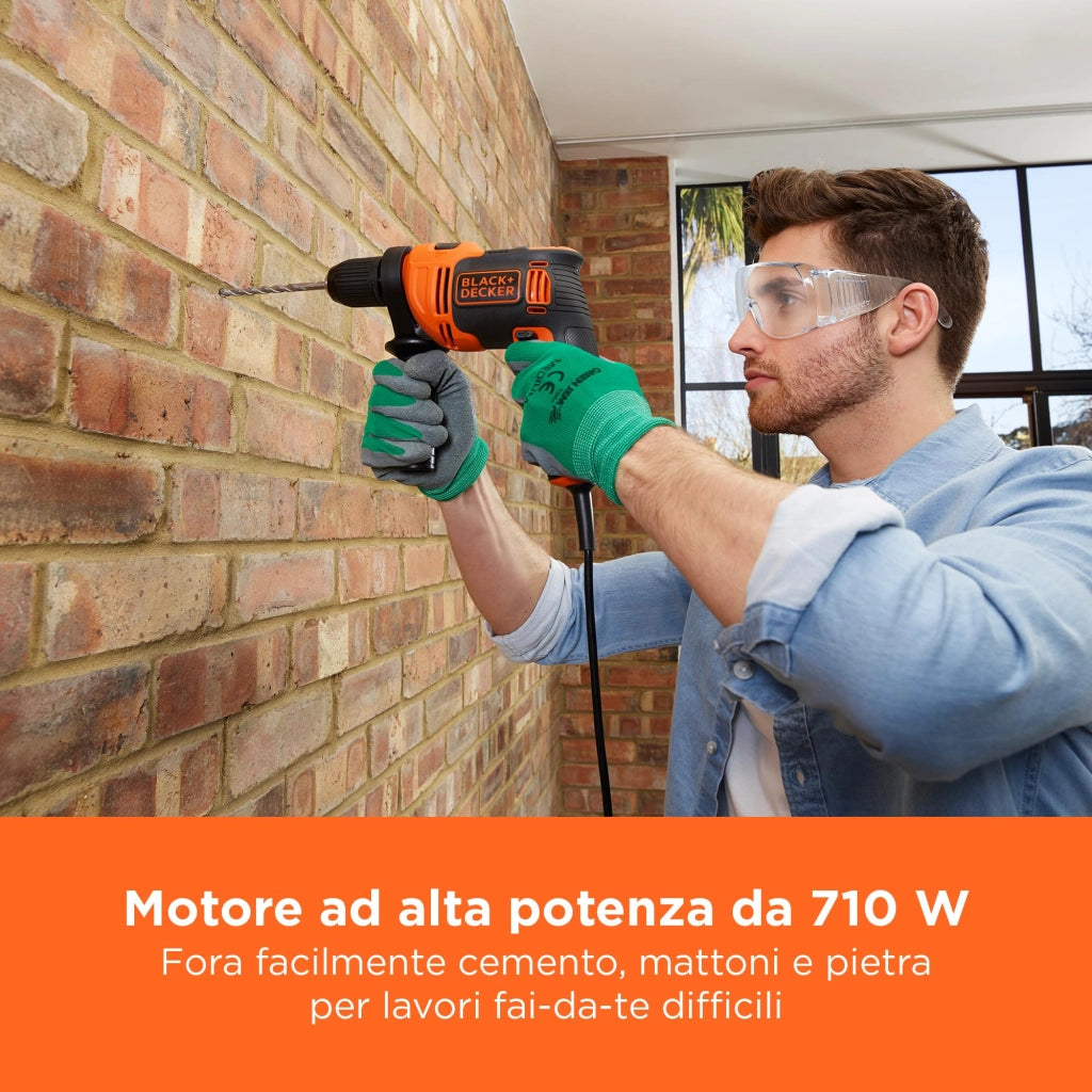 Trapano a Percussione BEH710K Qs 710 W Black+Decker