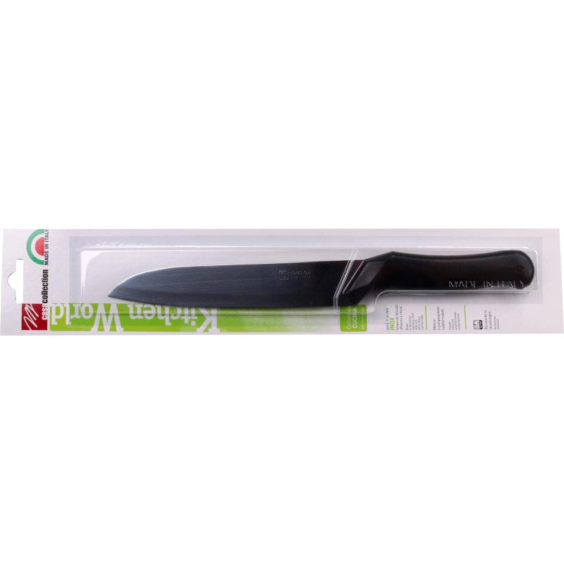 Set di 6 Coltelli Santoku Kitchen World Manico Nero 18 Cm