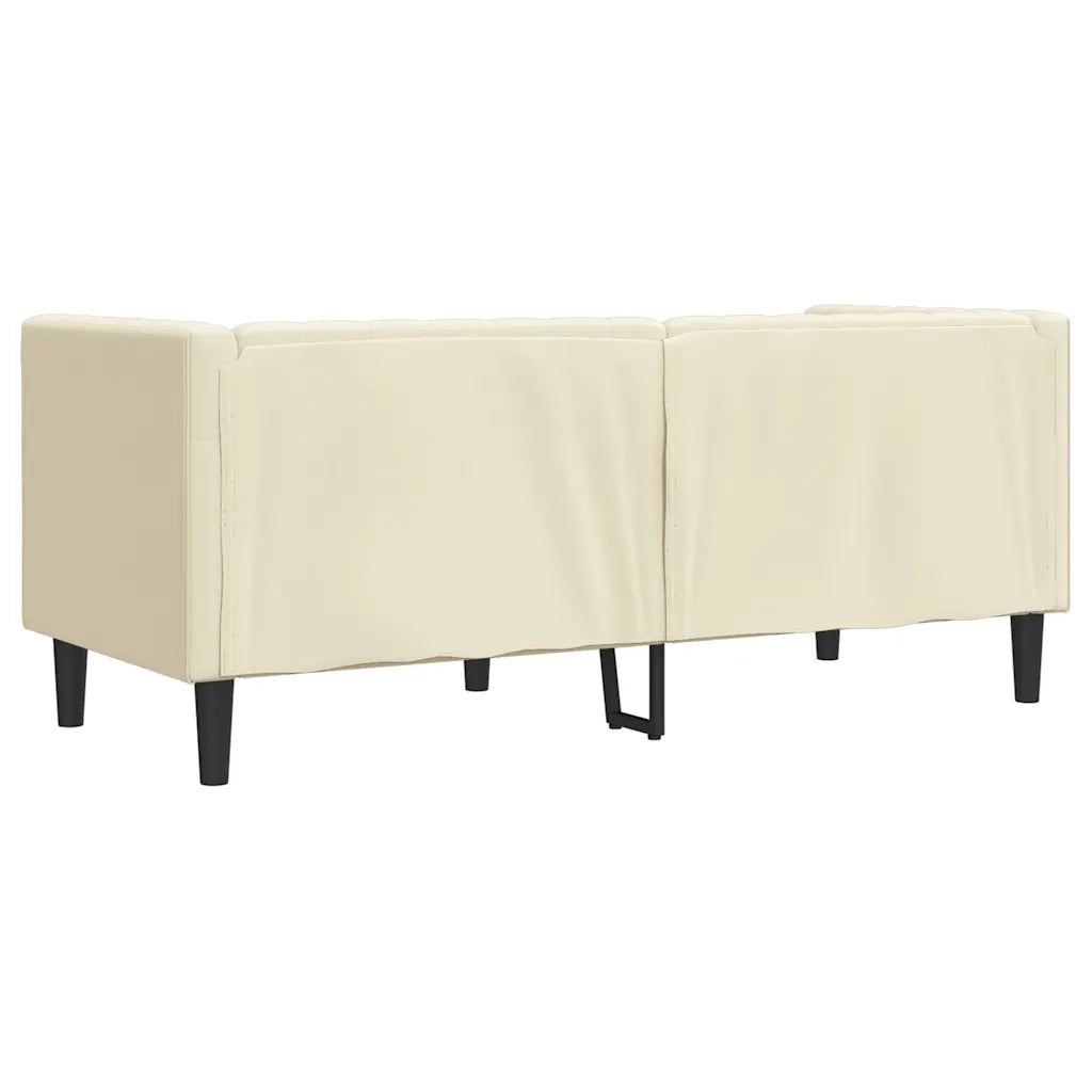 Divano Chesterfield a 2 Posti Crema in Similpelle 372660