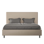 BS COM Letto matrimoniale francese senza rete imbottito 140x200 similpelle tortora