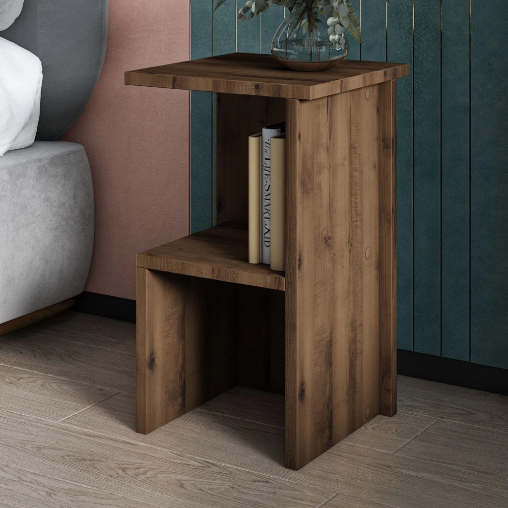 Comodino in legno "Roisin" - 30 x 30 x 50 cm - Marrone
