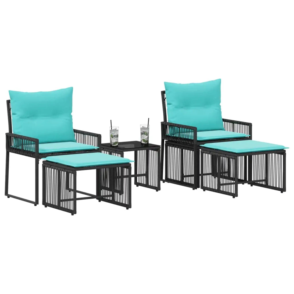 Set di Mobili da Esterno 11 pcs Nero e Turchese polyrattan 42025155