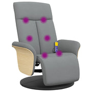Poltrona | Sedia Relax Reclinante Massaggio Poggiapiedi Grigio Chiaro Tessuto