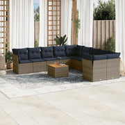 Set Divani da Giardino 11 pz con Cuscini in Polyrattan Grigio 3256187