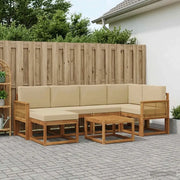 Set di divani da esterno con cuscino 7 pcs Naturale e Beige 3385379